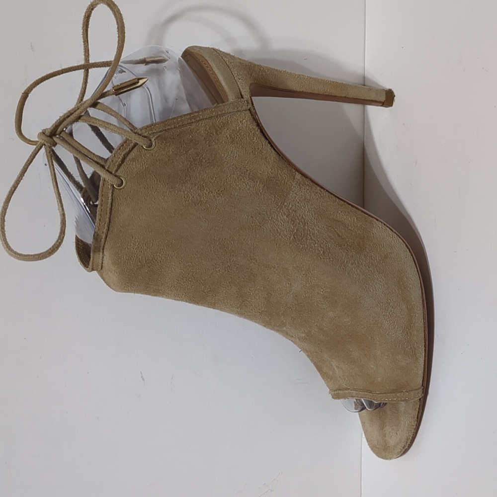 Aquazzura Firenze Tan Suede Leather Covered Lace-Up Heels Size Eu 37.5 Us 7